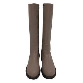 Zip-up Faux-leather Long Boots