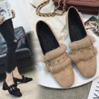 Buckled Furry Chunky-heel Loafers