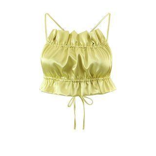 Drawstring Shirred Crop Camisole Top