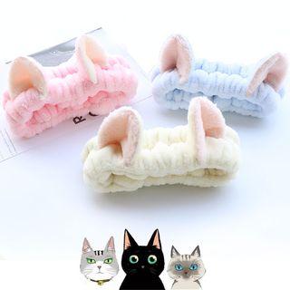 Coral Fleece Cat Ear Face Wash Headband