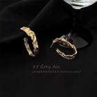 Textured Alloy Open Hoop Earring 1 Pair - Gold - One Size