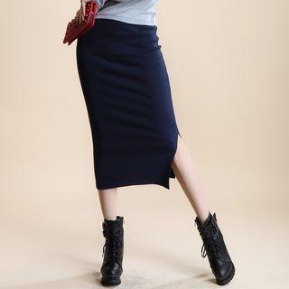 Split Midi Fitted Skirt