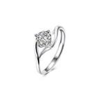 925 Sterling Silver Fashion Romantic Geometric Round Cubic Zircon Adjustable Ring Silver - One Size