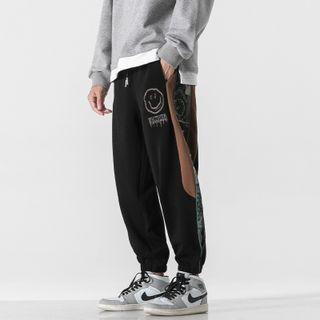 Paisley Print Panel Jogger Pants