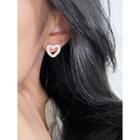 Heart Alloy Earring Stud Earring - 1 Pair - S925 Silver Stud - White - One Size