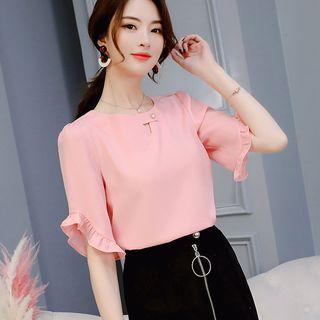 Elbow-sleeved Chiffon Blouse