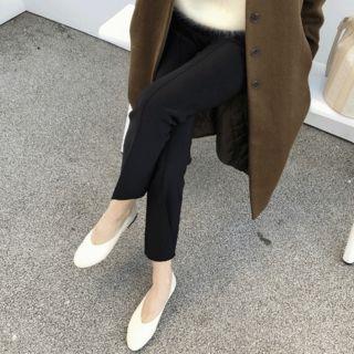 Seam-front Fleece-lined Boot-cut Pants