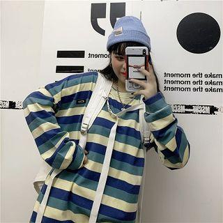 Striped Crewneck Long-sleeve Oversize Sweater