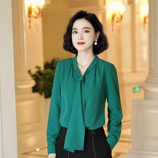 Double-breasted Blazer / Dress Pants / Tie-neck Blouse