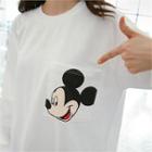 Mickey Mouse Print Slit-hem Long Pullover