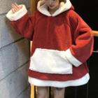 Color-block Santa Hoodie As Shown In Figure - One Size