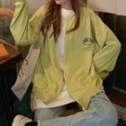 Letter Print Loose-fit Zip Jacket