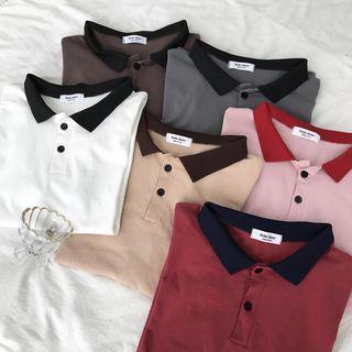 Color-block Loose-fit Short-sleeve Polo-shirt