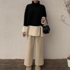 Turtleneck Two-tone Sweater / Wide-leg Pants