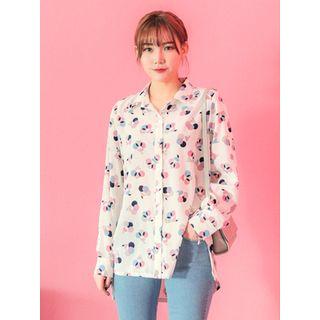 Dip-back Geometric Pattern Blouse
