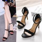 Bow Accent Ankle Strap Heeled Sandals
