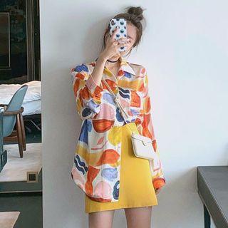 Long-sleeve Print Blouse/tank Top