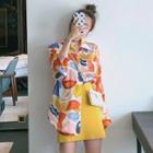 Long-sleeve Print Blouse/tank Top