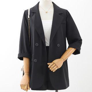 Set: 3/4-sleeve Double Breasted Blazer + Dress Shorts