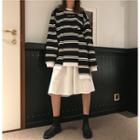 Long-sleeve Asymmetric Striped T-shirt As Shown In Figure - One Size