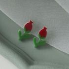 Tulip Acrylic Earring 1 Pair - A908 - Green & Red - One Size