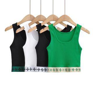 Crisscross Print Ribbed Tank Top