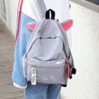 Cat Ear Lettering Nylon Backpack