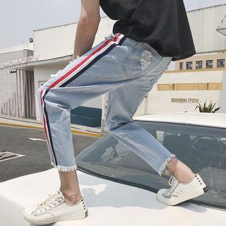 Color Block Distressed Jeans