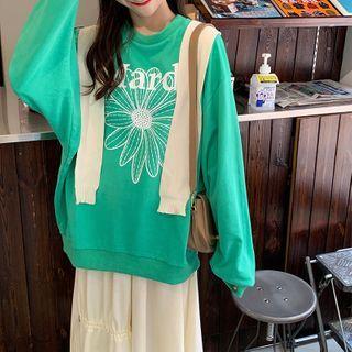 Flower Print Oversize Pullover