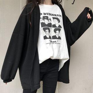 Open Front Oversized Cardigan Black - One Size