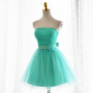 Strapless Bow Mini Prom Dress