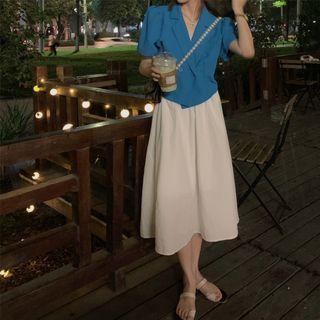 Short-sleeve Plain Blazer / Skirt