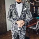 Set: Single Button Camo Blazer + Pants