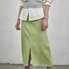 Colored Slit-front Long Skirt