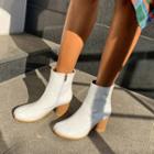 Zip-detail Chunky-heel Booties In 2 Designs
