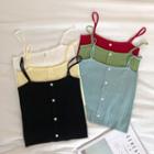 Plain Single-breasted Off-shoulder Sleeve Knit Top