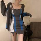 Panel Cardigan / Spaghetti Strap Dress