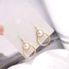 Faux Pearl Hoop Dangle Earring Gold Plating - As Shown In Figure - One Size