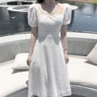 Puff Short-sleeve A-line Lace Dress