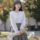 Bell-sleeve Collar Lace Blouse