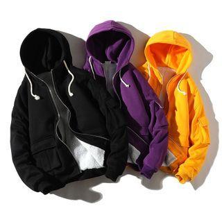 Long Sleeve Drawstring Fleece Hooded Jacket