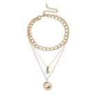 Coin Pendant Layered Necklace 2709 - Gold - One Size