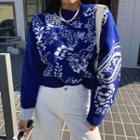 Wool Blend Floral Cropped Sweater