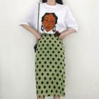 Printed Short-sleeve T-shirt / Dotted Straight-cut Skirt