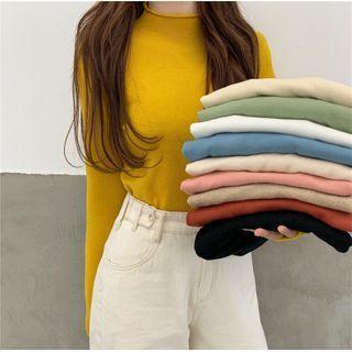 Semi Turtle-neck Plain Knitted Top