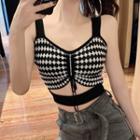Drawstring Cutout Wide Strap Knit Cropped Top