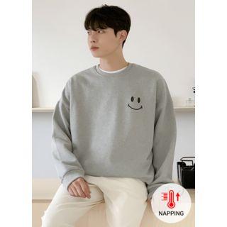 Smile Printed Fleece-lined Sweatshirt