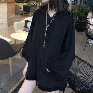 Contrast-trim Hooded Over-sized Pullover