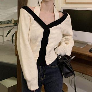Cold-shoulder Twisted Ribbed Sweater