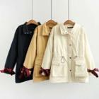 Drawstring Fleece-lined Zip Jacket